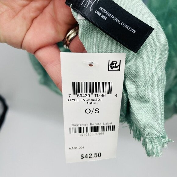 INC International Concepts Womens One Size Solid Oversized Wrap Scarf Sage 106 - Picture 5 of 6